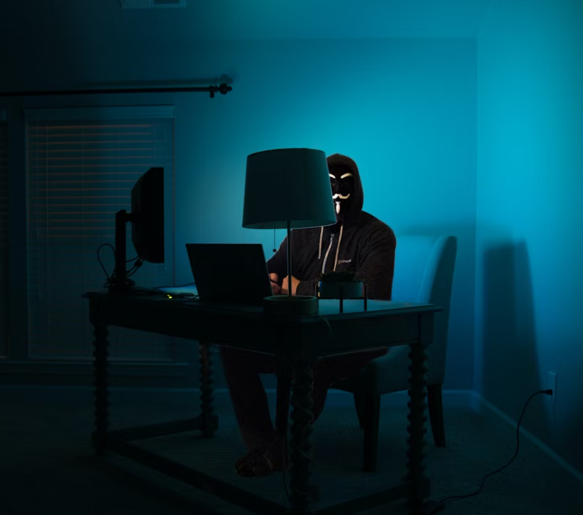Shadowy digital marketplace with data packets, symbolizing the dark web’s role in the 2025 credential breach crisis.